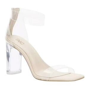 INC Women's Makenna Two Piece High Block Heel Sandals Clear Vinyl Size 11